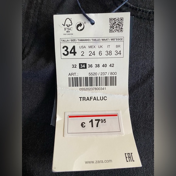 NWT Zara High Elasticity Low Rise Cropped Skinny Jeans! Size US 2! - Picture 10 of 10